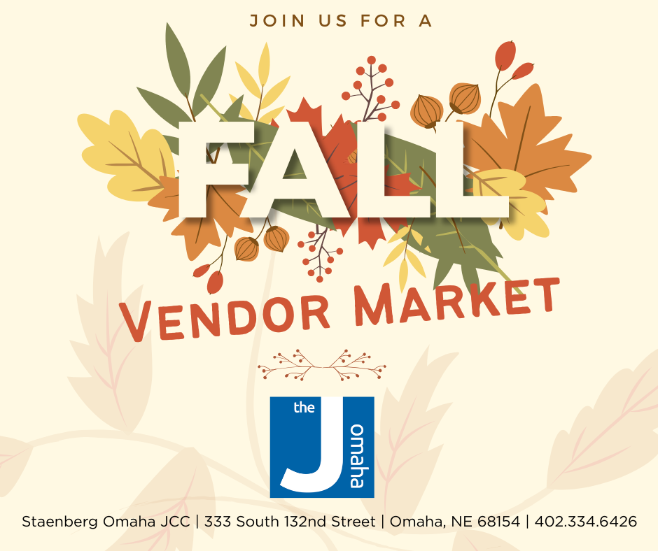 Fall 2025 Vendor Market graphic will fall colors and fall leaves