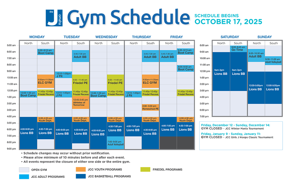 Gym Schedule 10-17-25