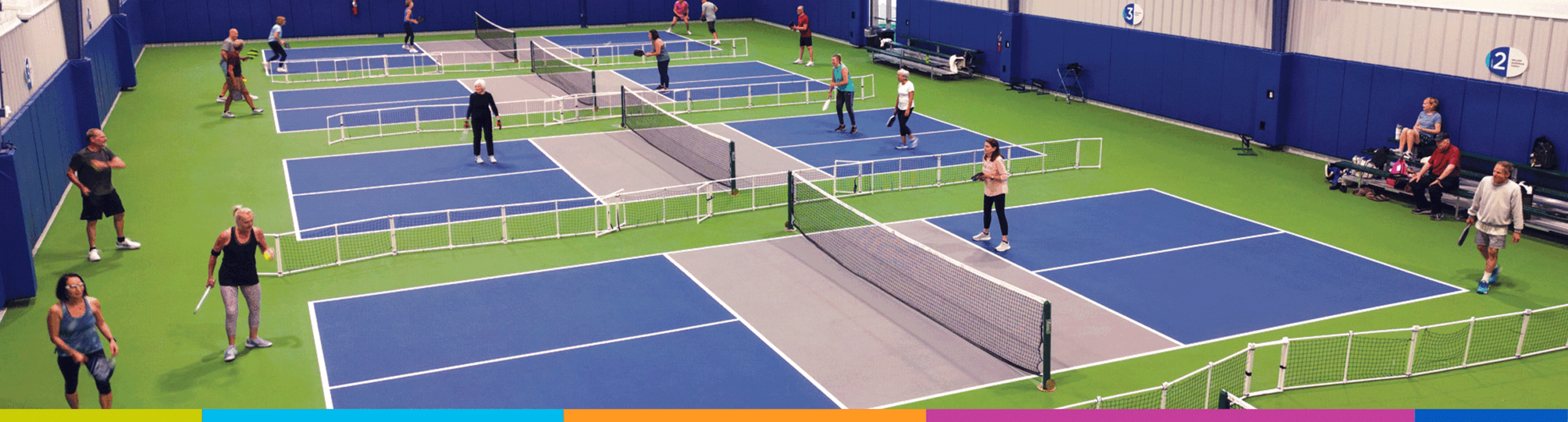 Aerial view off JPC members playing pickleball on the Pickleball courts.